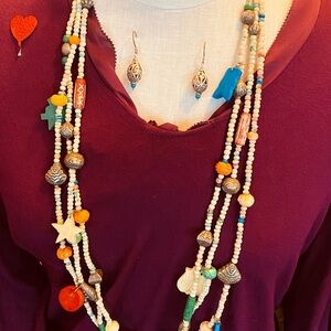 Bohemian Multicolor Beaded Necklace and Earring Set